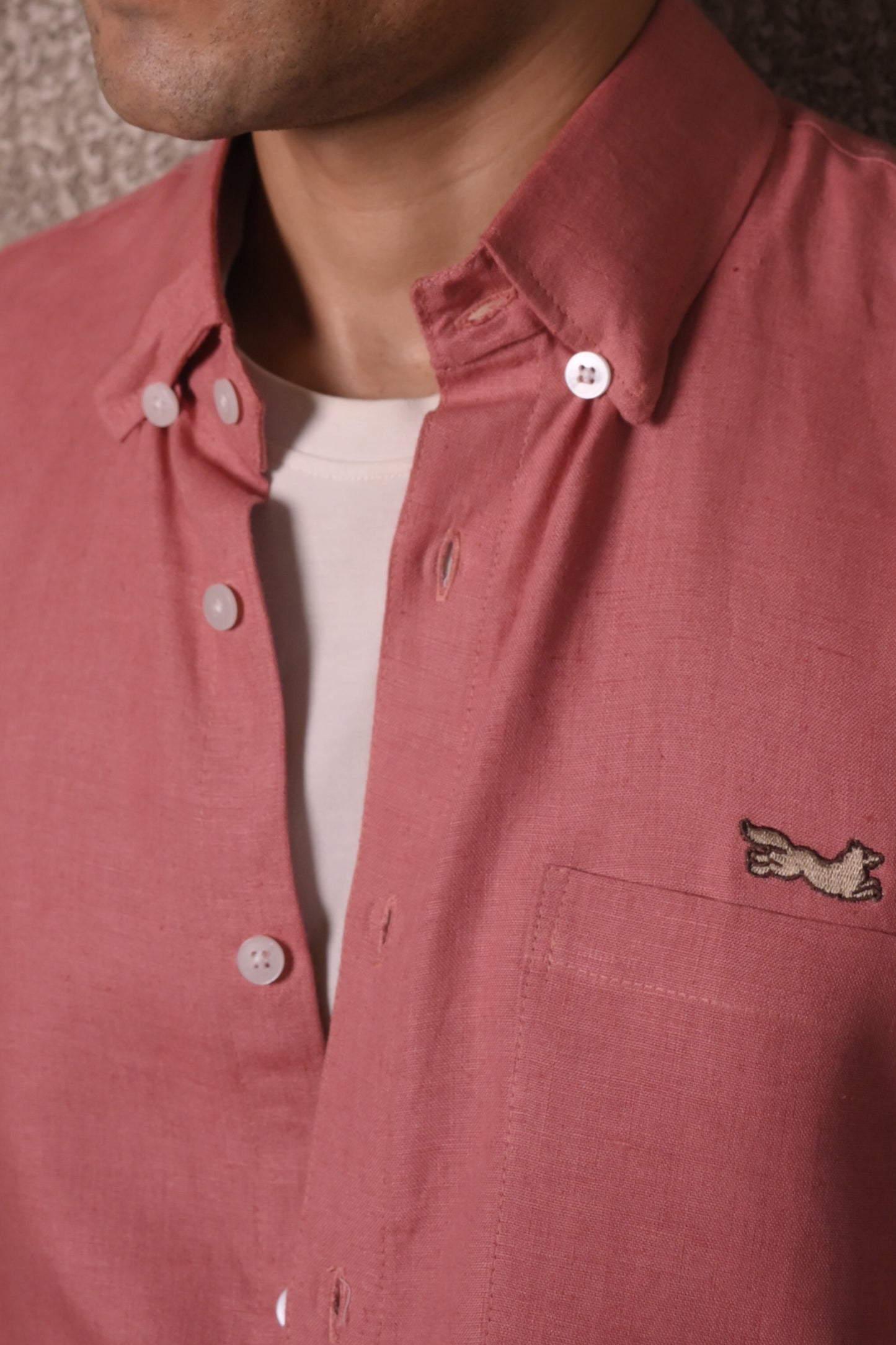 Short-Sleeve Carrot Red Hemp Shirt