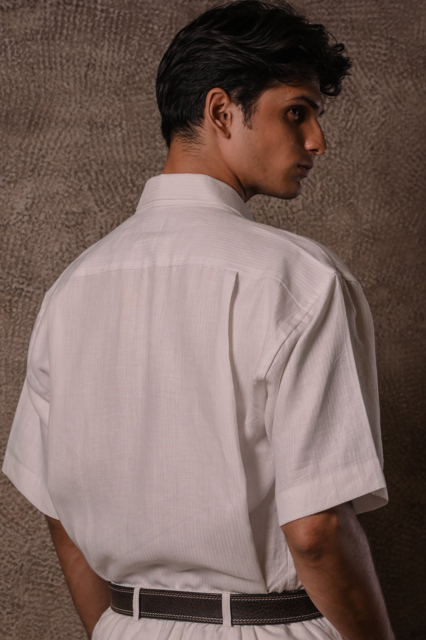 Herringbone Layered Collar Hemp Shirt