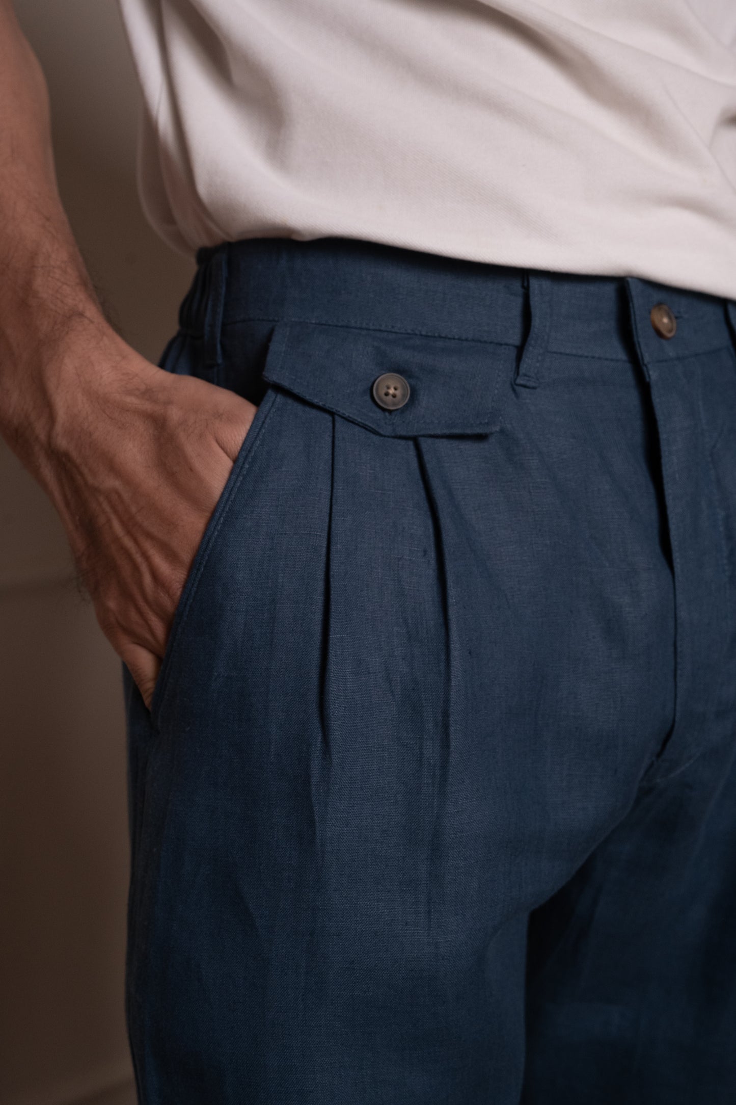 Blue Pleated Trouser