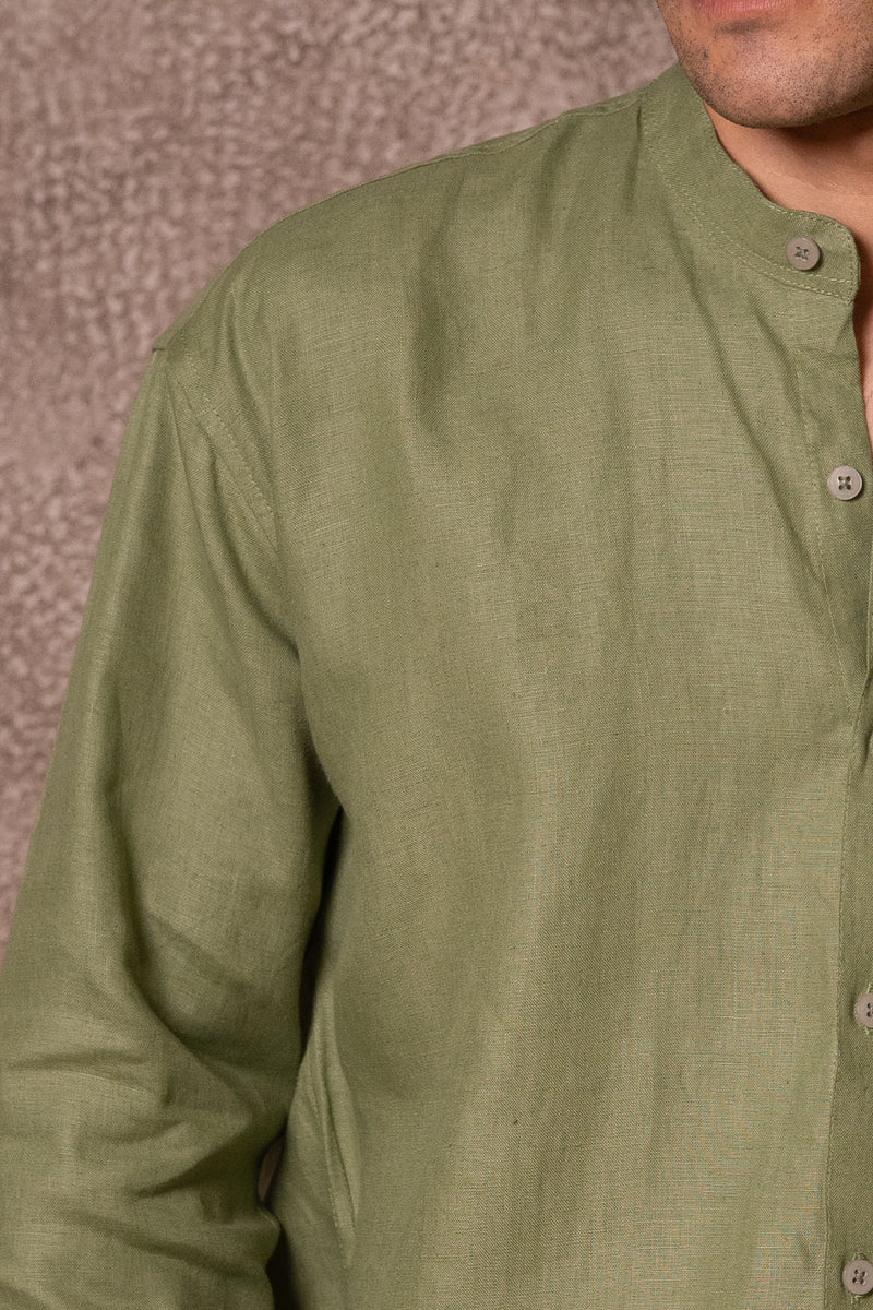 Olive Mandarin Shirt