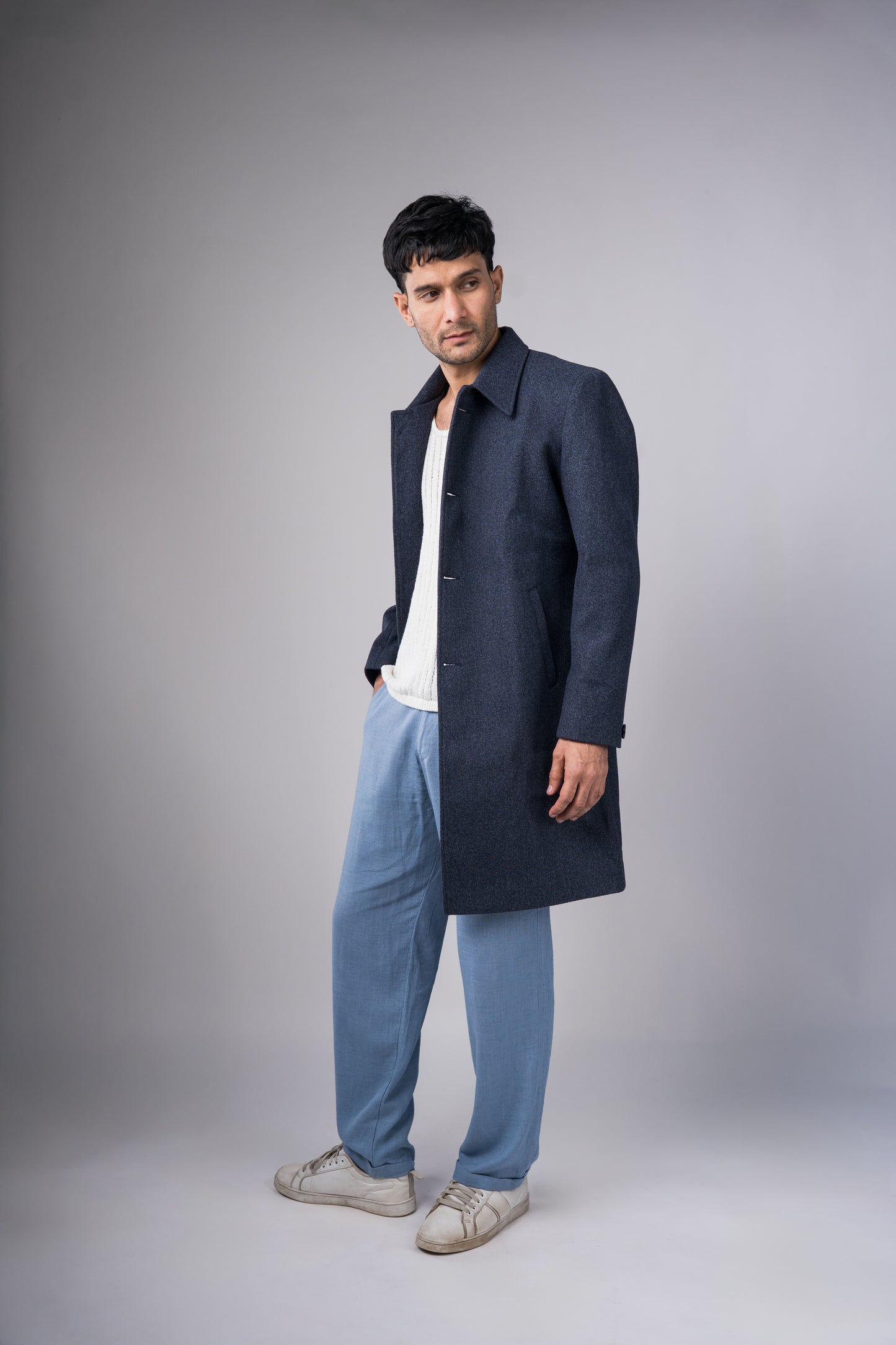 Classic Dark Navy Long Coat