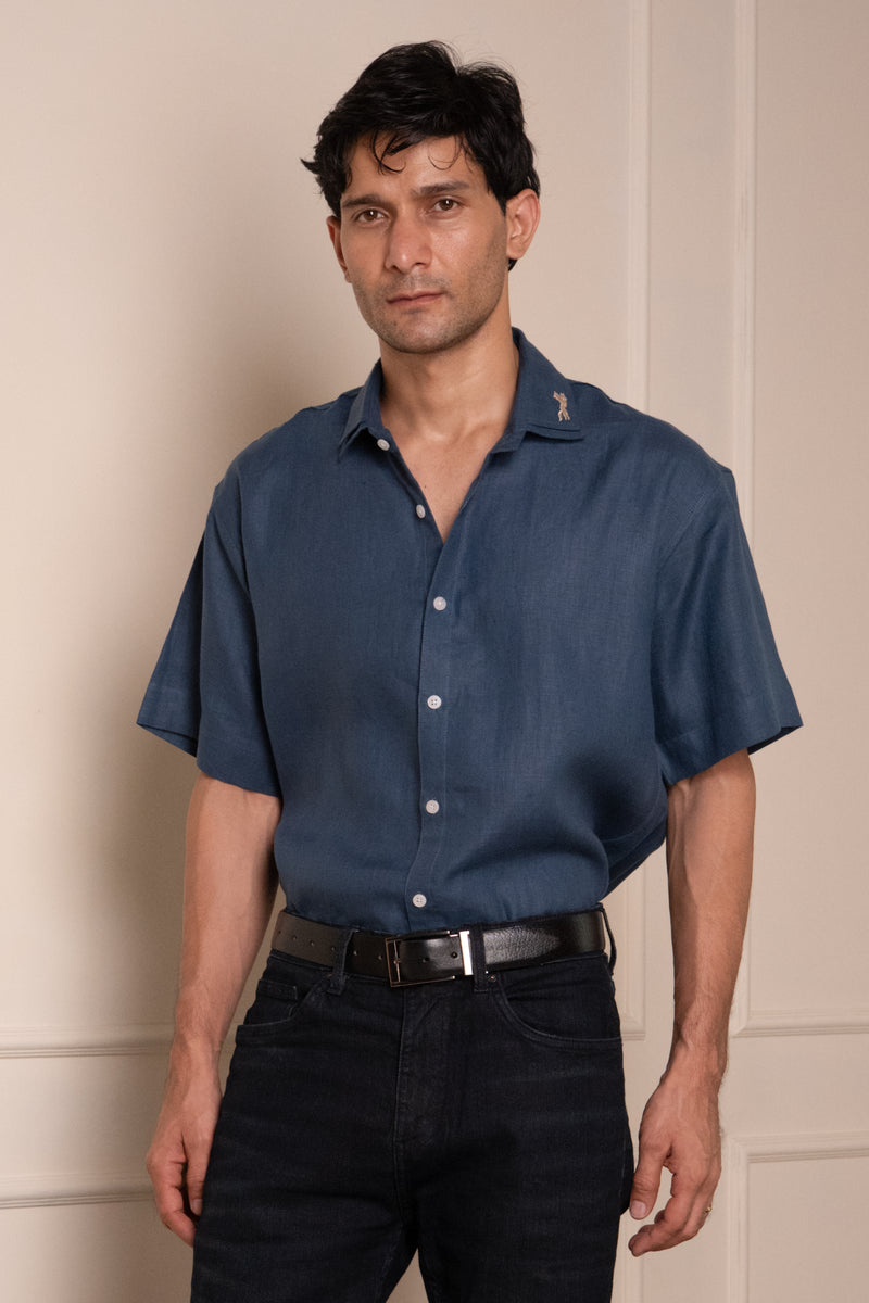 Royal Blue Layered Collar Shirt