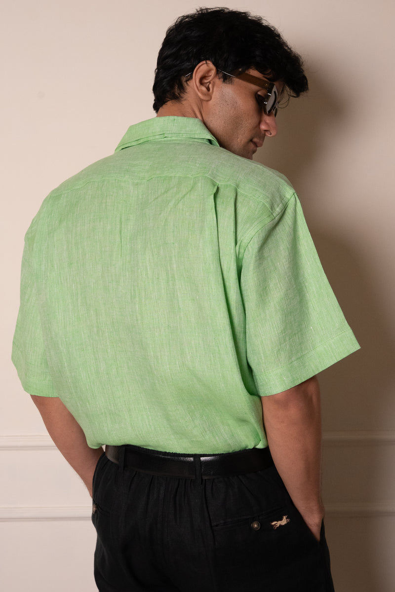 Melange Green Layered Collar Shirt