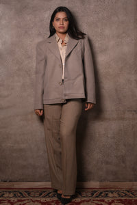 Sage Linen Blend Pleated Trouser