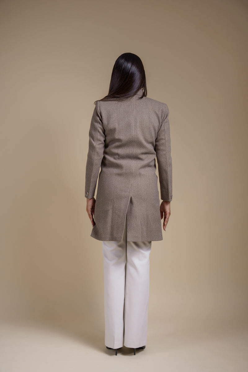Grey Statement Melange Long Coat