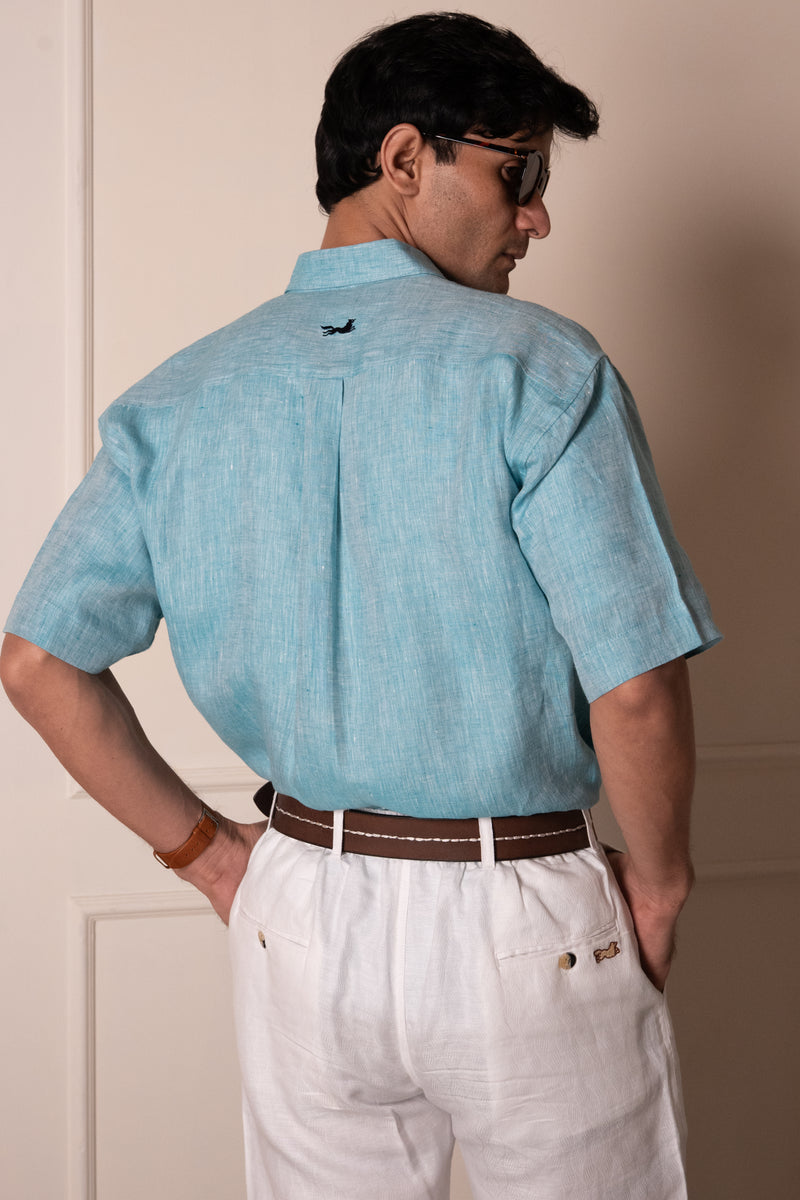 Melange Blue Short-Sleeve Shirt