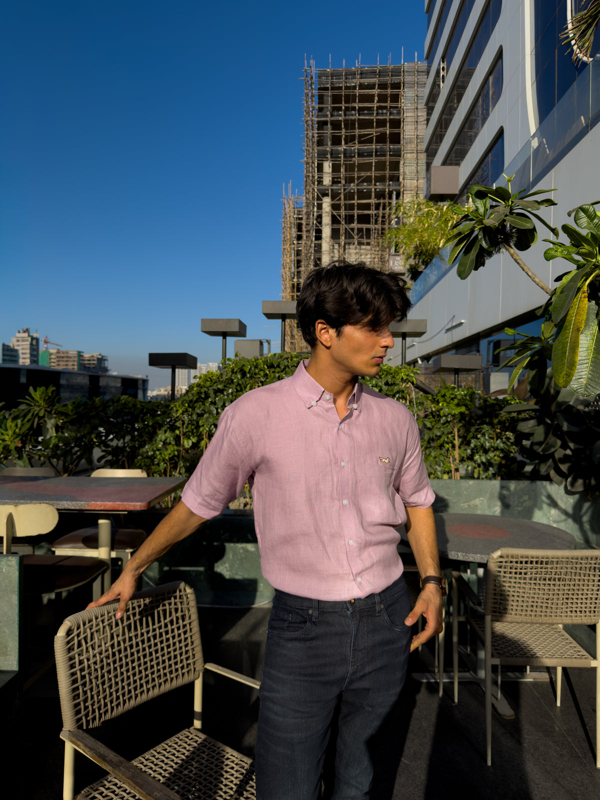 Short-Sleeve Lilac Shirt lifestyle