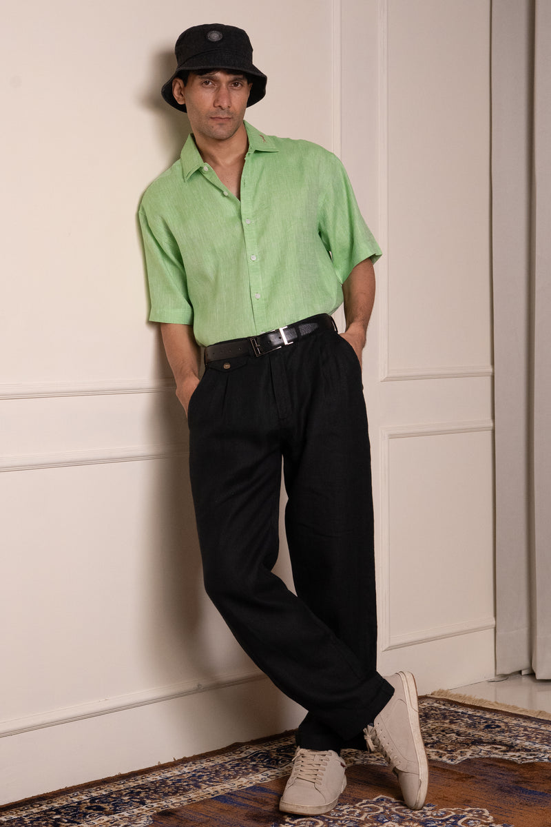 Melange Green Layered Collar Shirt
