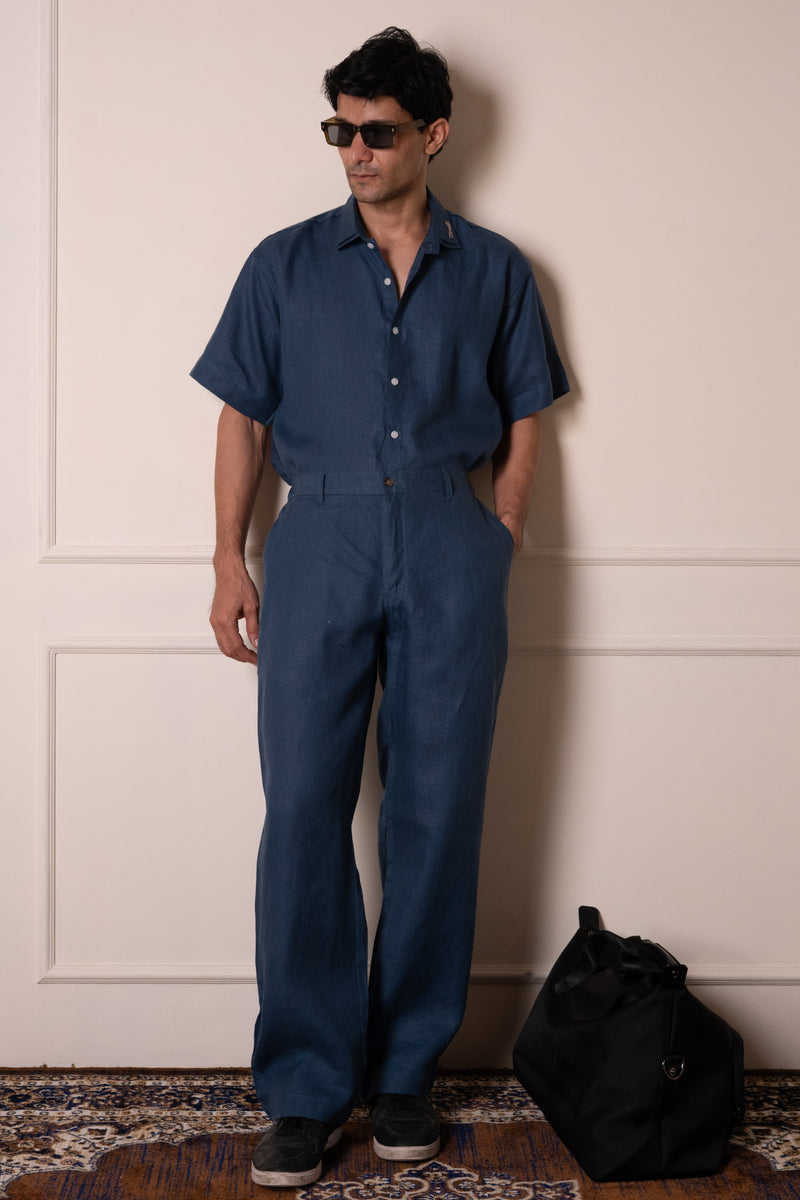 Royal Blue Layered Collar Shirt