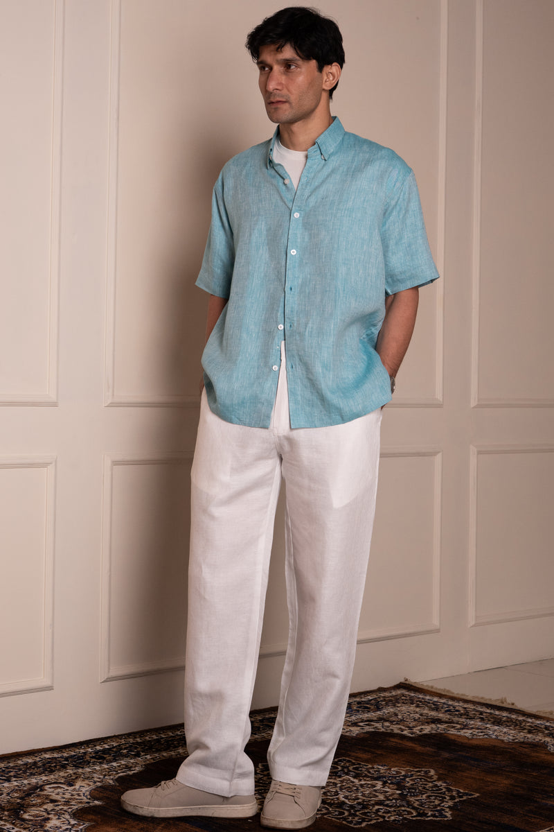 Melange Blue Short-Sleeve Shirt