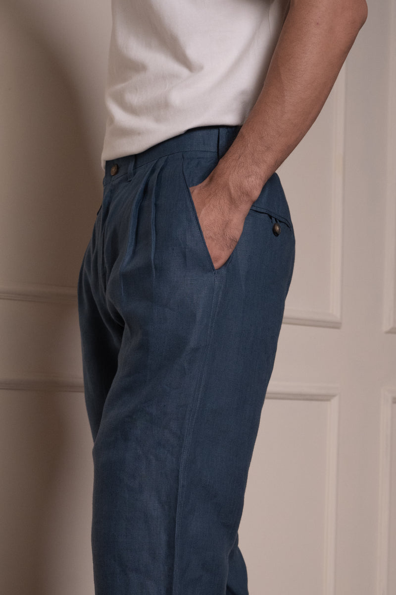 Blue Pleated Trouser