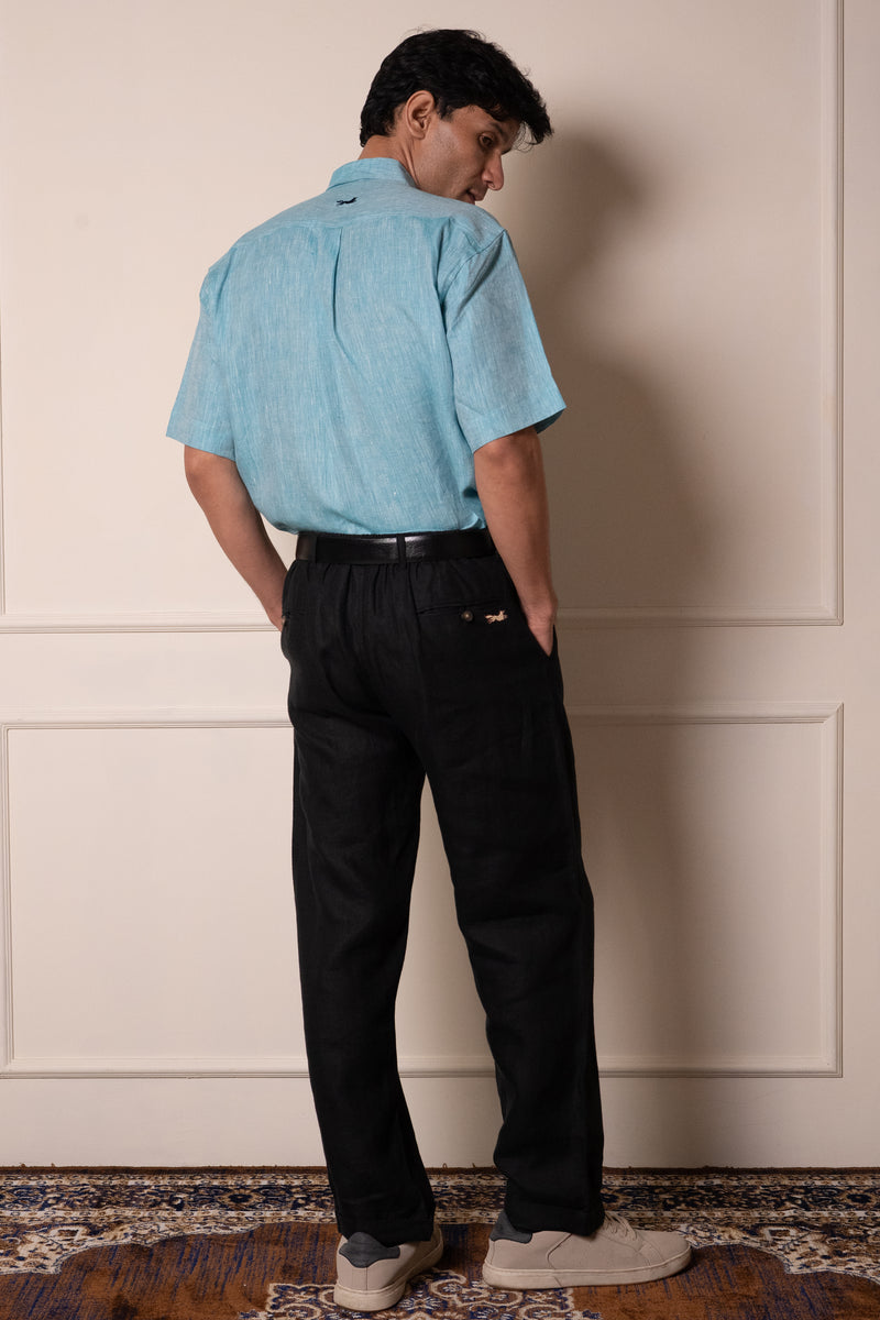 Melange Blue Short-Sleeve Shirt