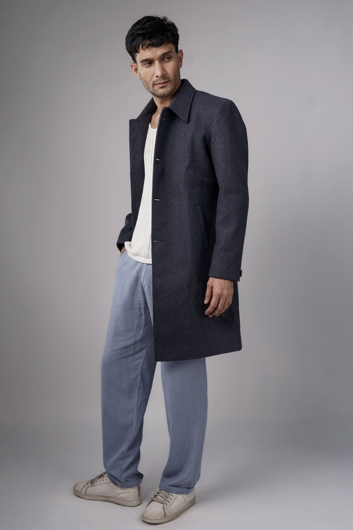 Classic Dark Navy Long Coat