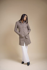 Grey Statement Melange Long Coat