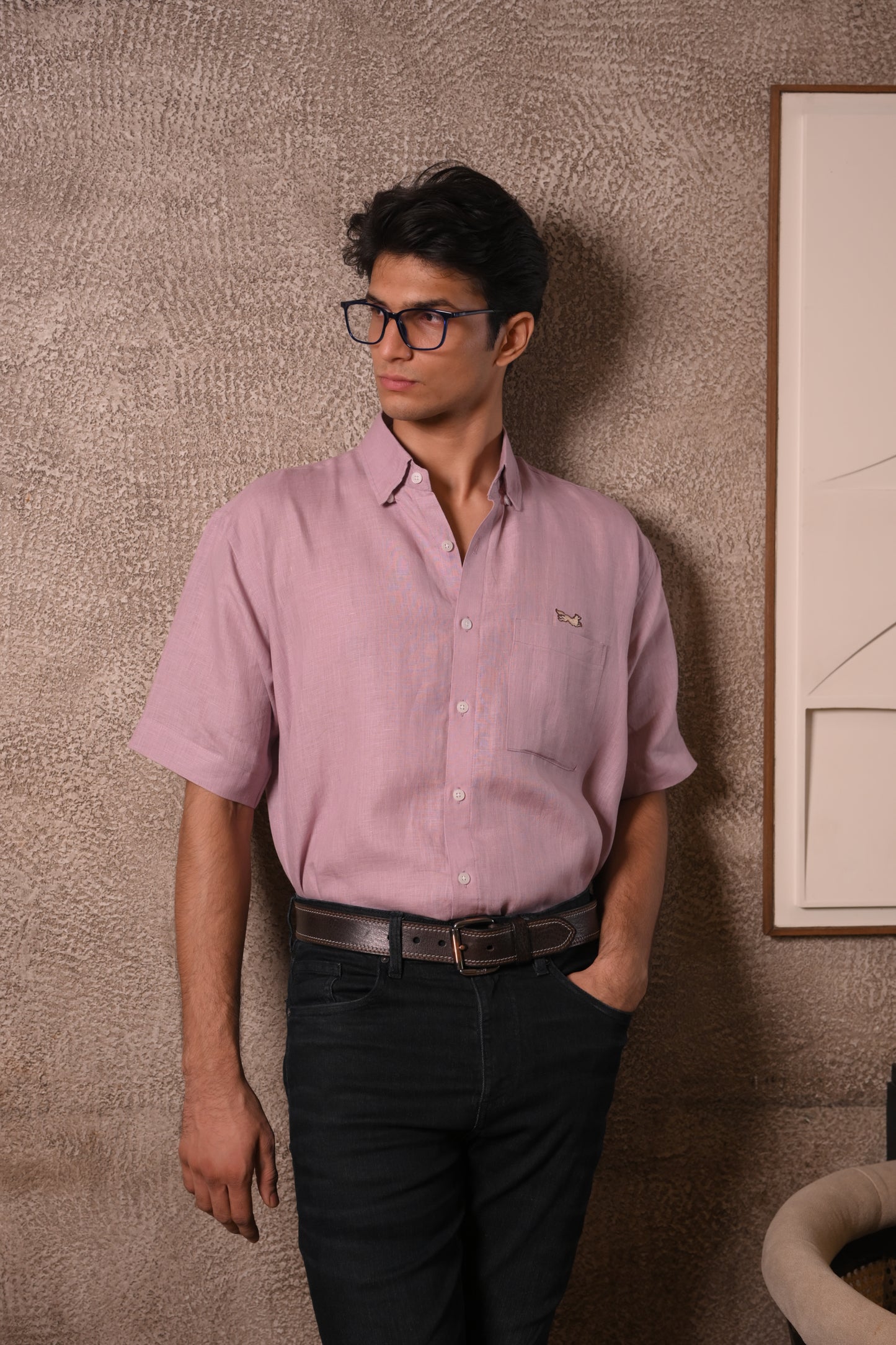 Short-Sleeve Lilac Shirt