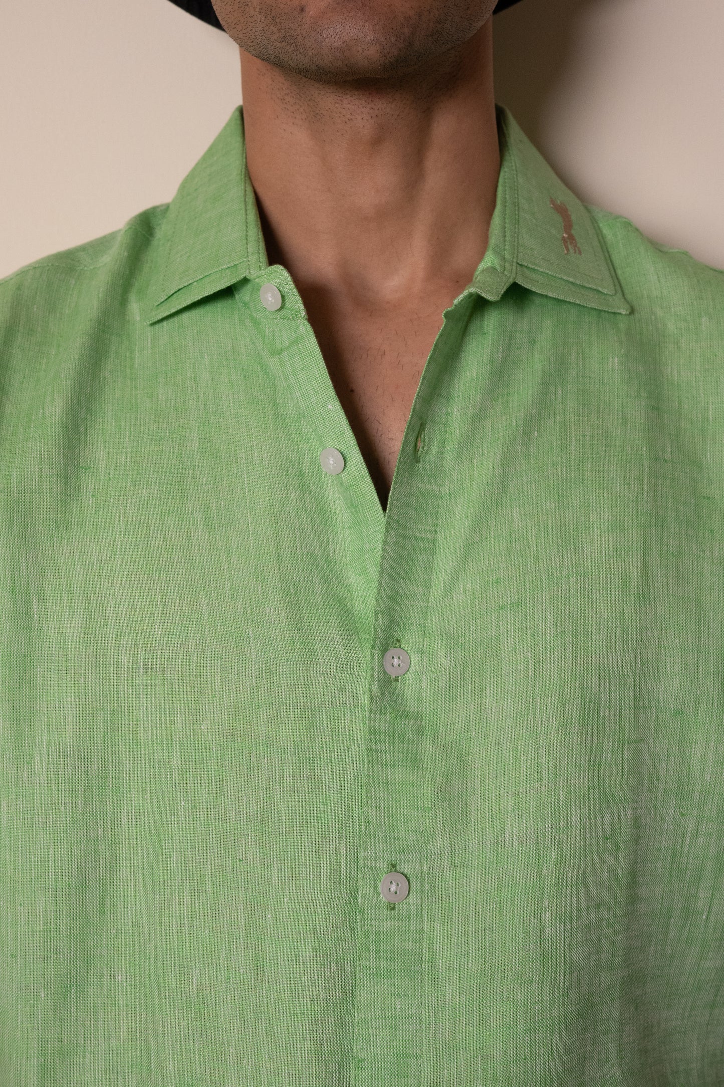 Melange Green Layered Collar Shirt