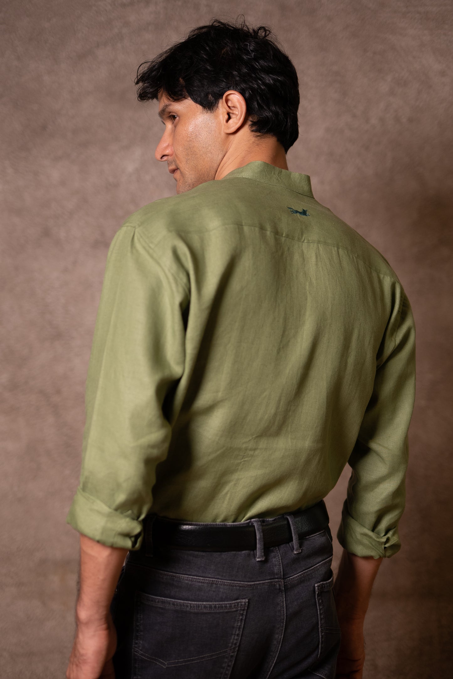 Olive Mandarin Shirt