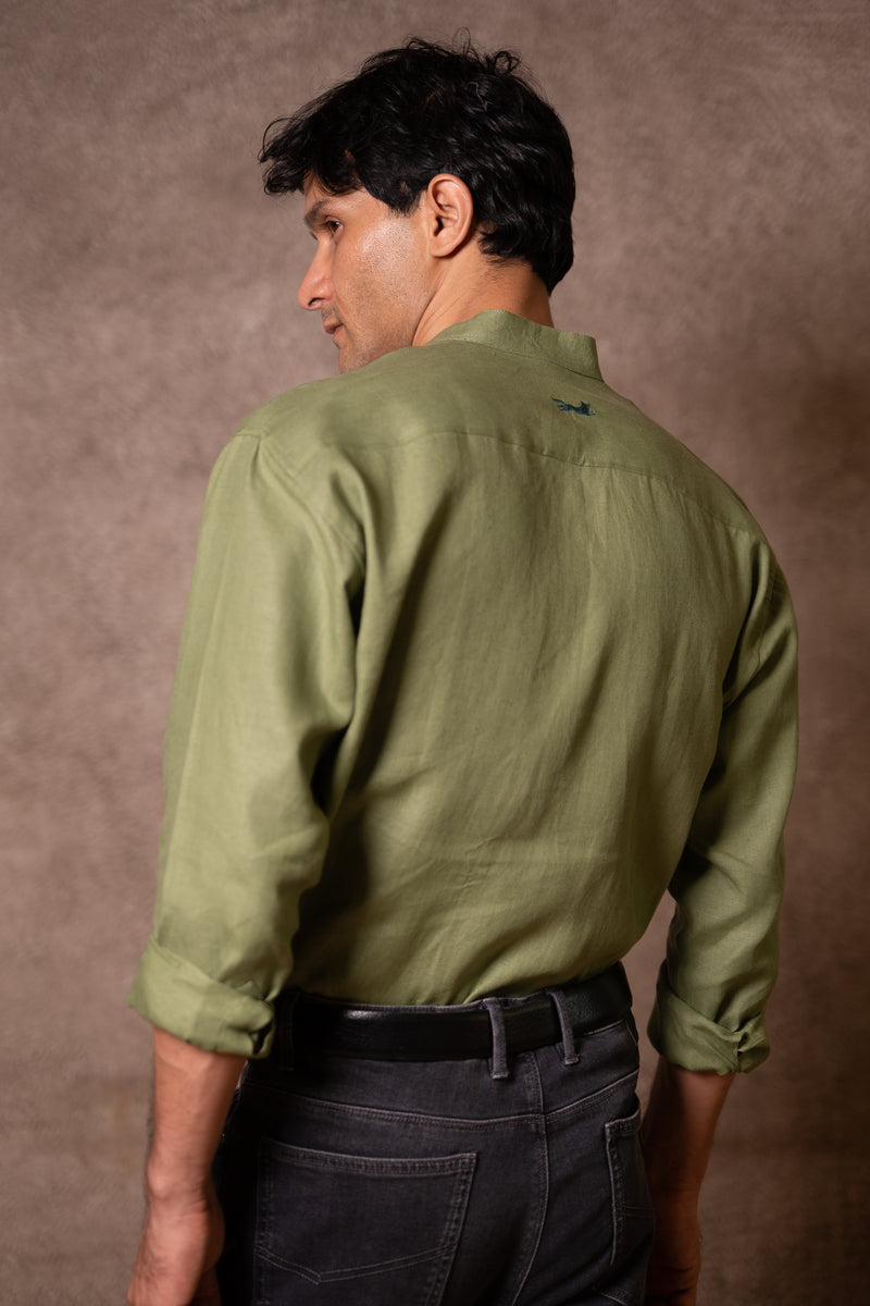 Olive Mandarin Shirt