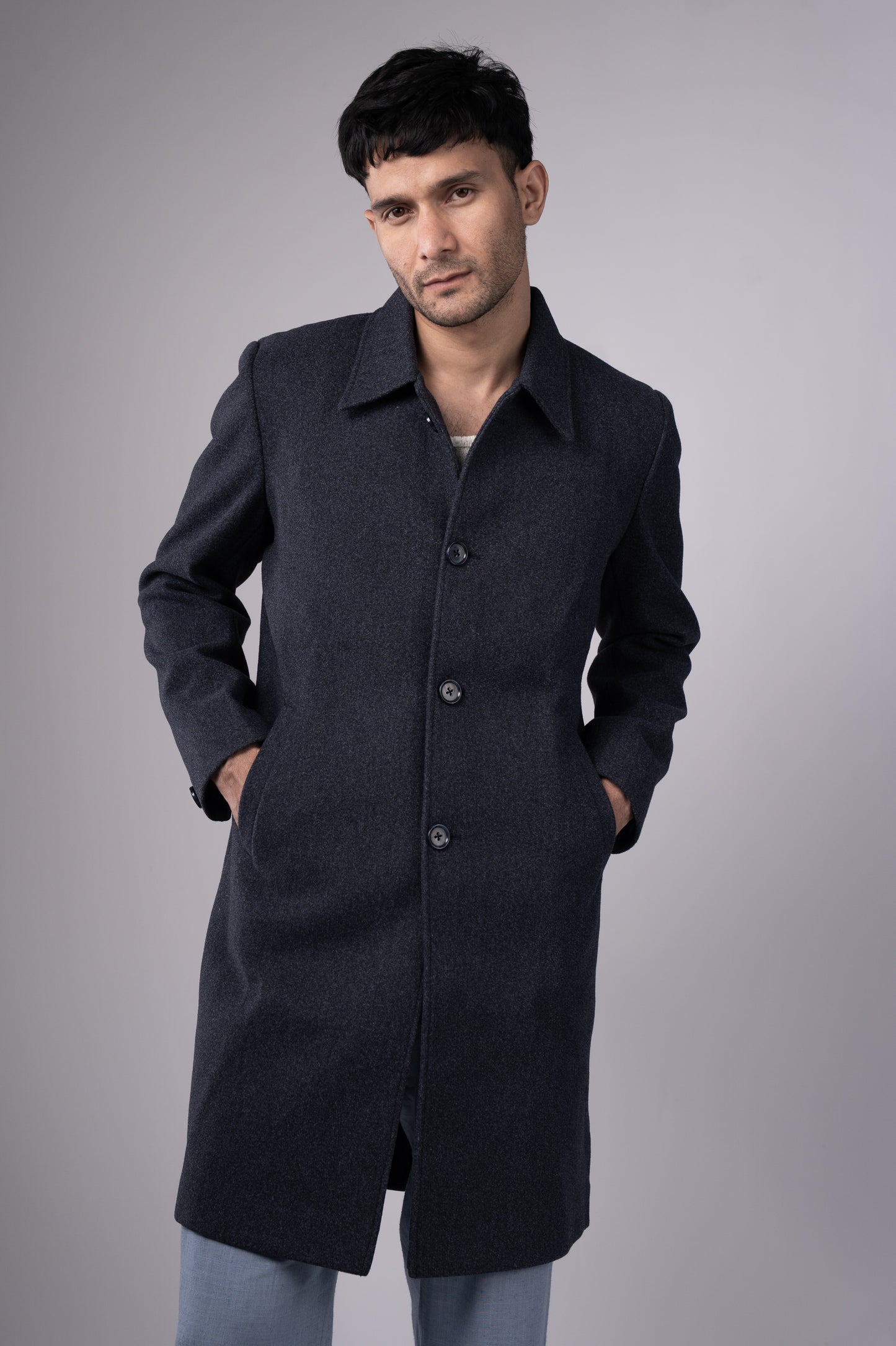 Classic Dark Navy Long Coat