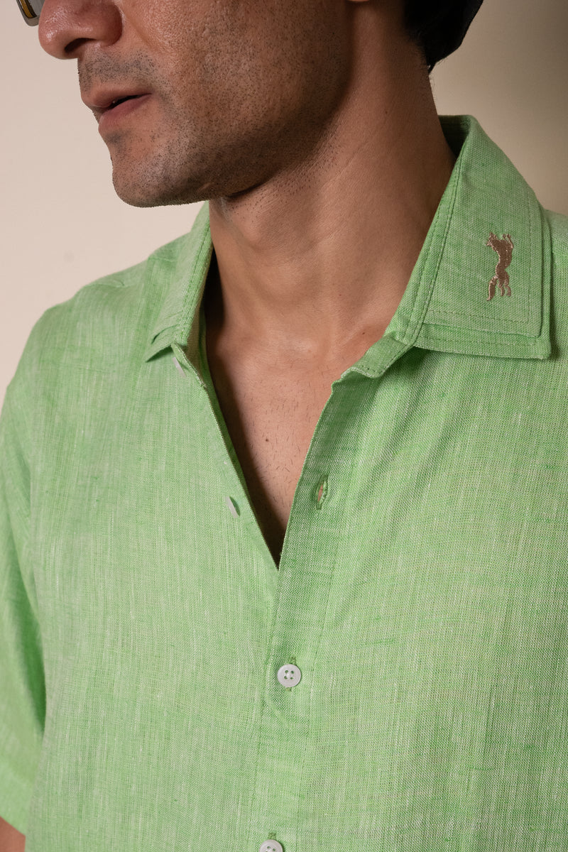 Melange Green Layered Collar Shirt