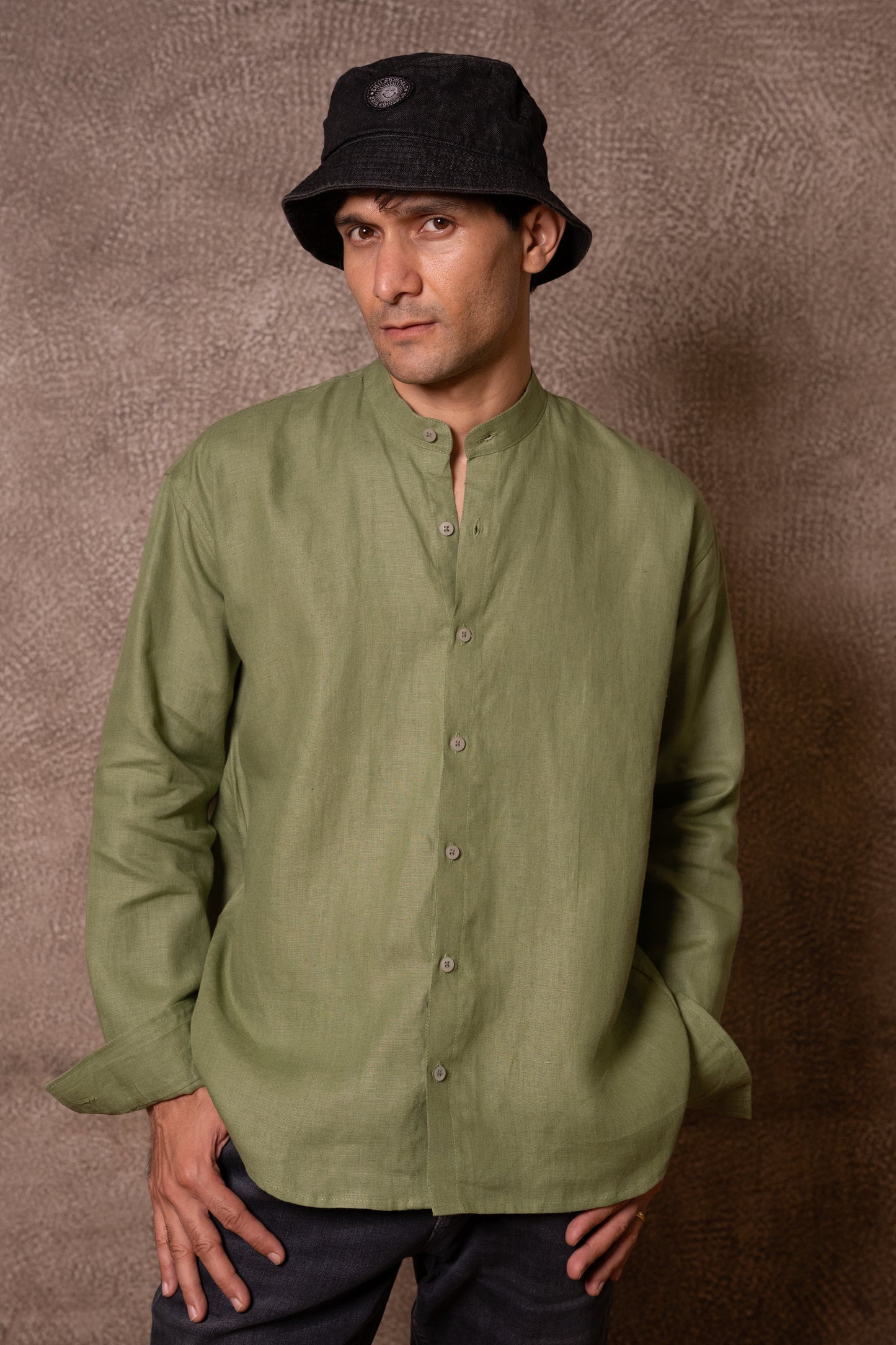 Olive Mandarin Shirt
