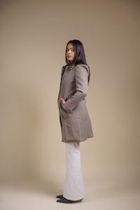 Grey Statement Melange Long Coat