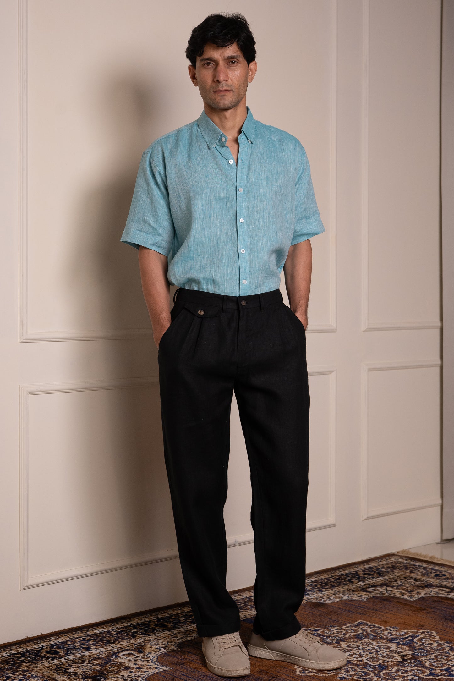Melange Blue Short-Sleeve Shirt